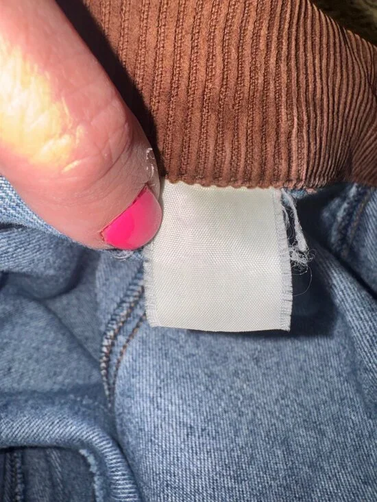 Vintage Retro 90s Denim Barn Chore Jacket Coat Corduroy Collar Cuff Womens L - Picture 4 of 9